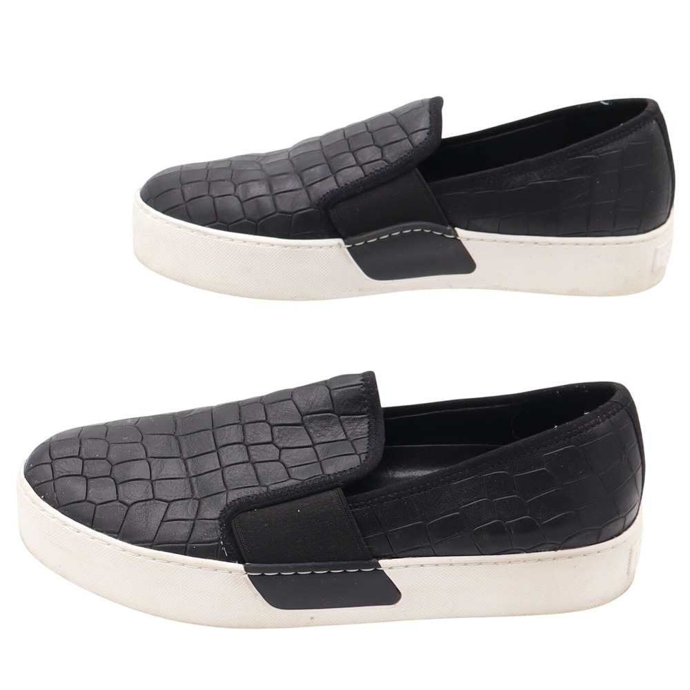 1.STATE Slip-on Sneakers Womens 8 Croc-Embossed Black Platform Good